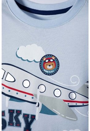 Camiseta LittleMic Azul Clara Manga Corta Para Niño 2T A 5T 3T