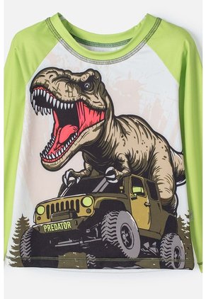 Conjunto De Baño LittleMic Verde De Camiseta Manga Larga Para Niño 2T A 5T 2T