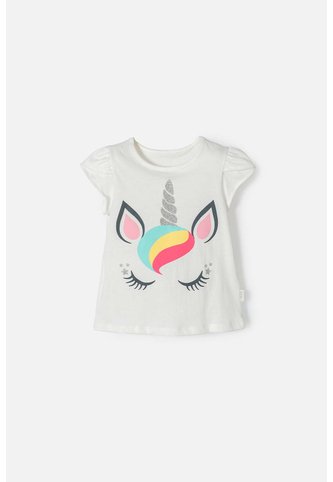 Camiseta De LittleMic Manga Corta Marfil Para Niña 2T A 5T 4T LittleMic