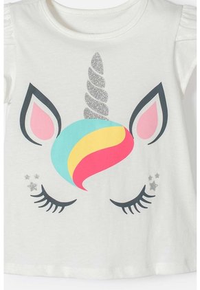 Camiseta De LittleMic Manga Corta Marfil Para Niña 2T A 5T 4T