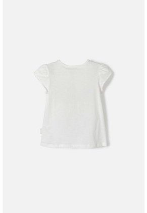 Camiseta De LittleMic Manga Corta Marfil Para Niña 2T A 5T 4T