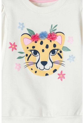 Buzo De LittleMic Marfil De Diseño Cerrado Para Niña 2T A 5T 3T