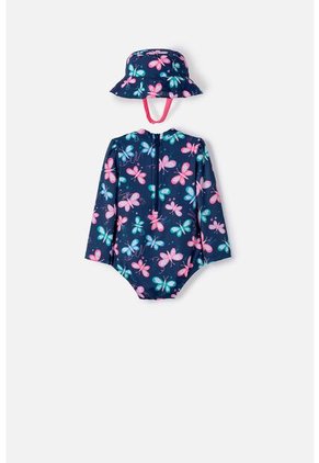 Vestido De Baño De Littlemic Con Gorro Multicolor Para Bebé Niña 12-18