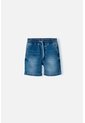 Bermuda LittleMic En Denim Tono Medio Con Elástico En Cintura Para Niño 2T A 5T 2T de LittleMic