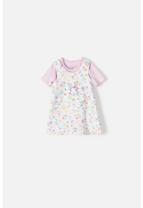 Vestido De Dos Piezas LittleMic Manga Corta Rosado Para Bebé Niña 12-18
