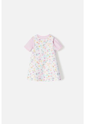 Vestido De Dos Piezas LittleMic Manga Corta Rosado Para Bebé Niña 12-18