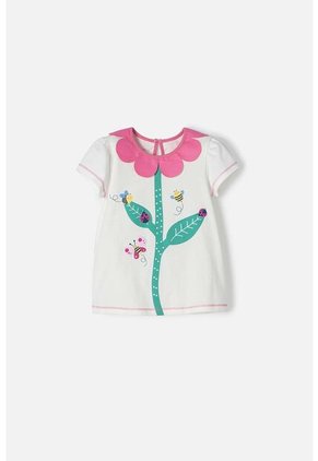 Camiseta Littlemic Marfil Cuello Redondo Para Niña 2T A 5T 5T