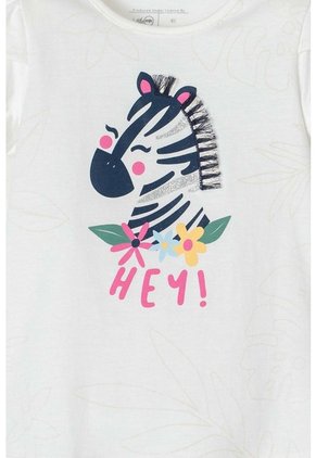 Camiseta De Littlemic Manga Corta Marfil Para Niña 2T A 5T 2T