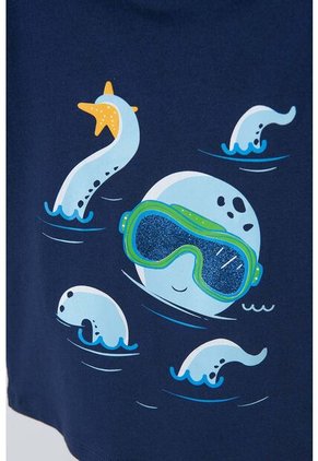 Camiseta Littlemic Azul Cuello Redondo Para Niño 2T A 5T 3T