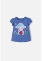 Camiseta Littlemic Azul Estampada En Frente Para Niña 2T A 5T 5T de LittleMic