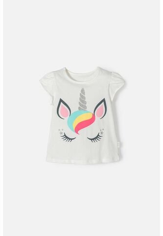 Camiseta De LittleMic Manga Corta Marfil Para Niña 2T A 5T 3T LittleMic