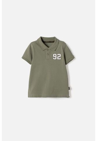 Camiseta Tipo Polo De Littlemic Verde Para Niño 2T A 5T 2T LittleMic