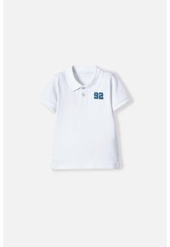 Camiseta Tipo Polo De Littlemic Blanco Para Niño 2T A 5T 3T LittleMic