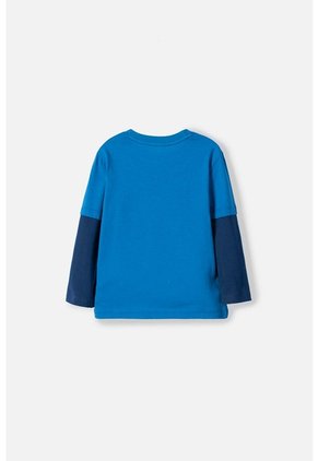 Camiseta LittleMic Azul Manga Larga Para Niño 2T A 5T 3T