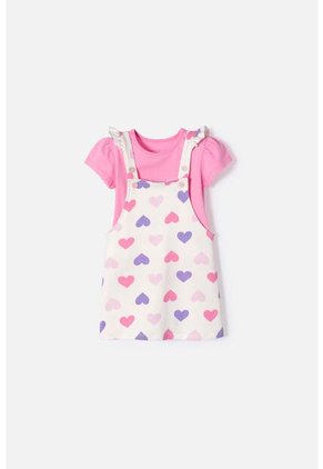 Vestido Tipo Jardinera De Littlemic Multicolor Para Niña 2T A 5T 2T
