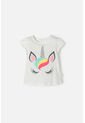 Camiseta De LittleMic Manga Corta Marfil Para Niña 2T A 5T 3T de LittleMic