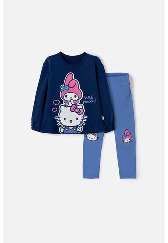 Conjunto De Hello Kitty Con Buzo Azul Para Niña 2T A 6T 3T LittleMic