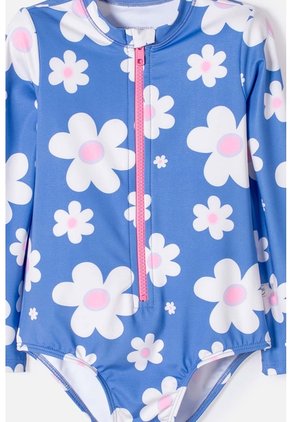 Vestido De Baño LittleMic Multicolor Enterizo Manga Larga Para Niña 2T A 5T 3T