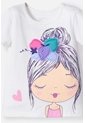 Camiseta LittleMic Marfil Manga Corta Para Niña 2T A 5T 4T de LittleMic