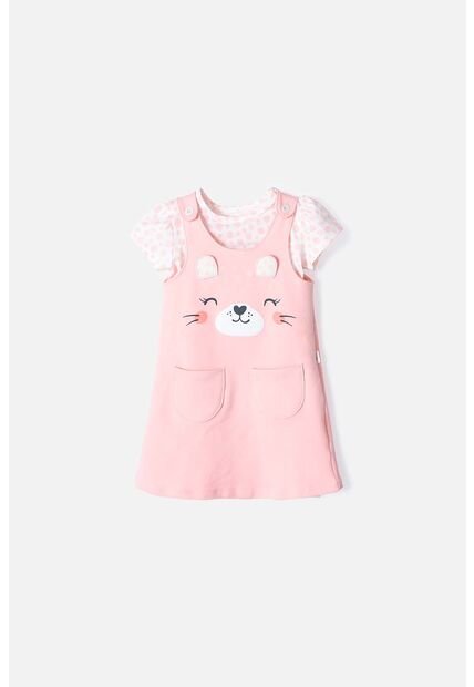 Vestido De LittleMic De Dos Piezas Salmon Para Niña 2T A 5T 5T