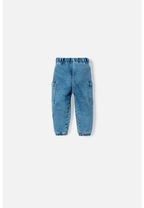 Jogger De Littlemic Cintura Elastica Azul Para Bebé Niña 9-12