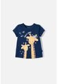Camiseta De Littlemic Manga Corta Azul Para Niña 2T A 5T 5T de LittleMic
