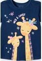 Camiseta De Littlemic Manga Corta Azul Para Niña 2T A 5T 5T de LittleMic