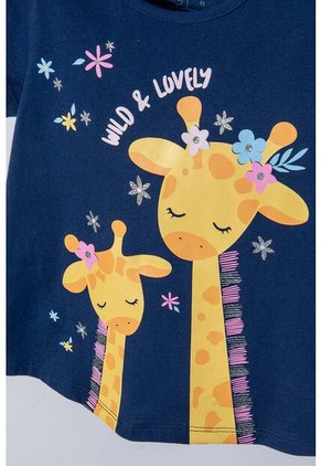 Camiseta De Littlemic Manga Corta Azul Para Niña 2T A 5T 5T