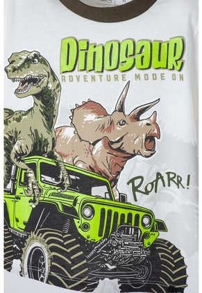 Pijama De LittleMic Manga Corta Marfil Y Verde Para Niño 2T A 5T 2T