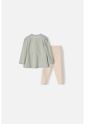 Conjunto LittleMic Verde Y Caqui Manga Larga Para Bebé Niña 18-24