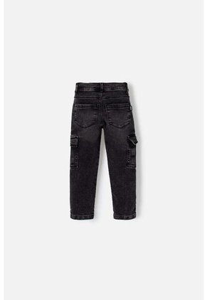 Jean LittleMic En Denim Tono Oscuro Con Bolsillos Tipo Cargo Para Niño 2T A 5T 2T