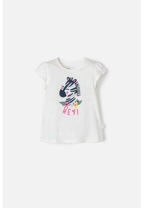 Camiseta De Littlemic Manga Corta Marfil Para Niña 2T A 5T 4T