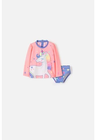 Conjunto Baño LittleMic Manga Larga Multicolot Para Bebé Niña 12-18 LittleMic