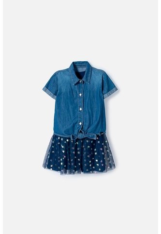 Vestido De Littlemic Con Tull Azul Para Niña 2T A 5T 3T LittleMic