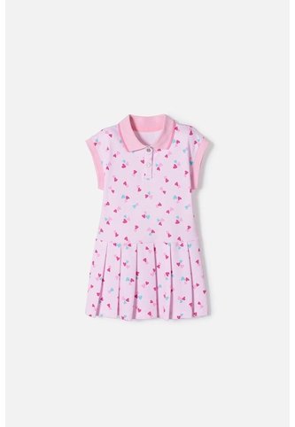 Vestido De Littlemic Manga Corta Rosado Para Niña 2T A 5T 3T LittleMic