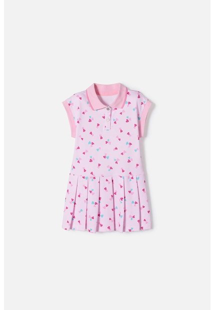 Vestido De Littlemic Manga Corta Rosado Para Niña 2T A 5T 3T