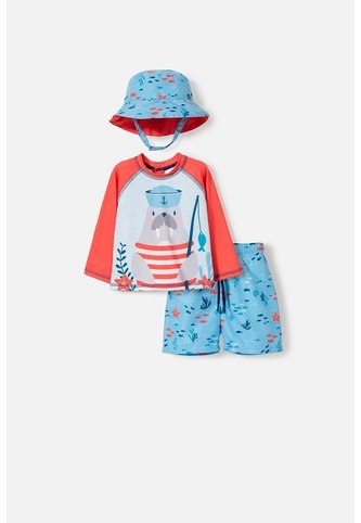 Conjunto De Baño Littlemic Con Sombrero Multicolor Para Bebé Niña 3-6 LittleMic