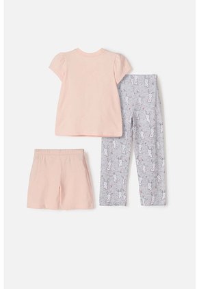 Pijama De Littlemic X3 Piezas Multicolor Para Niña 2T A 5T 5T