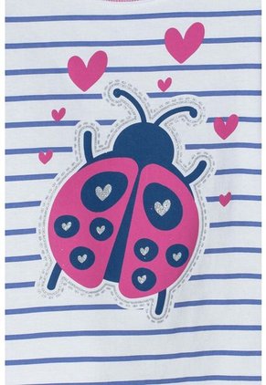 Camiseta Littlemic Blanca Con Azul Y Brillos Para Niña 2T A 5T 5T