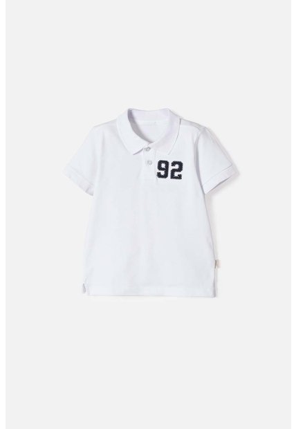 Camiseta Tipo Polo De Littlemic Blanco Para Niño 2T A 5T 3T