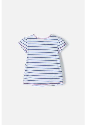 Camiseta Littlemic Blanca Con Azul Y Brillos Para Niña 2T A 5T 5T