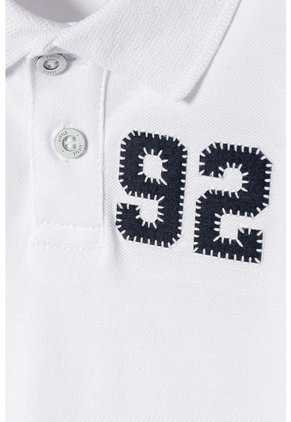 Camiseta Tipo Polo De Littlemic Blanco Para Niño 2T A 5T 3T