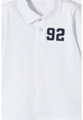 Camiseta Tipo Polo De Littlemic Blanco Para Niño 2T A 5T 3T