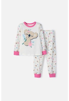 Pijama De Littlemic Con Pantalón Largo Marfil Y Rosado Para Niña 2T A 5T 2T