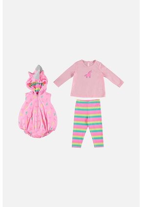 Conjunto LittleMic X3 Piezas Rosado Para Bebé Niña 12-18