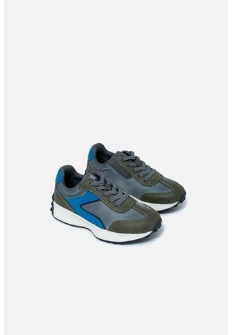 Tenis De  LittleMic Gris Y Azul Para Niño 25 LittleMic