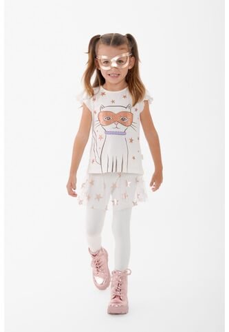 Conjunto De Littlemic Con Falda En Tull Marfil Para Niña 2T A 5T 3T LittleMic