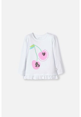 Camiseta LittleMic Blanca Manga Larga Para Niña 2T A 5T 5T LittleMic