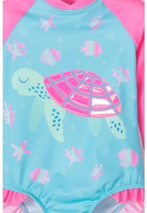 Vestido De Baño LittleMic Rosado Y Azul Manga Larga Para Niña 2T A 5T 5T
