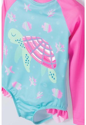 Vestido De Baño LittleMic Rosado Y Azul Manga Larga Para Niña 2T A 5T 5T